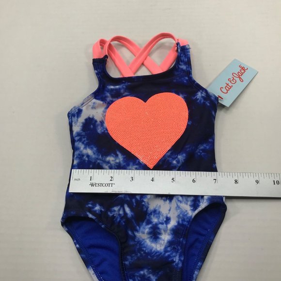 Cat And Jack Girl's Size 12 Month One Piece Swim Suit Blue Tie Dyed New With Tag - Picture 9 of 12
